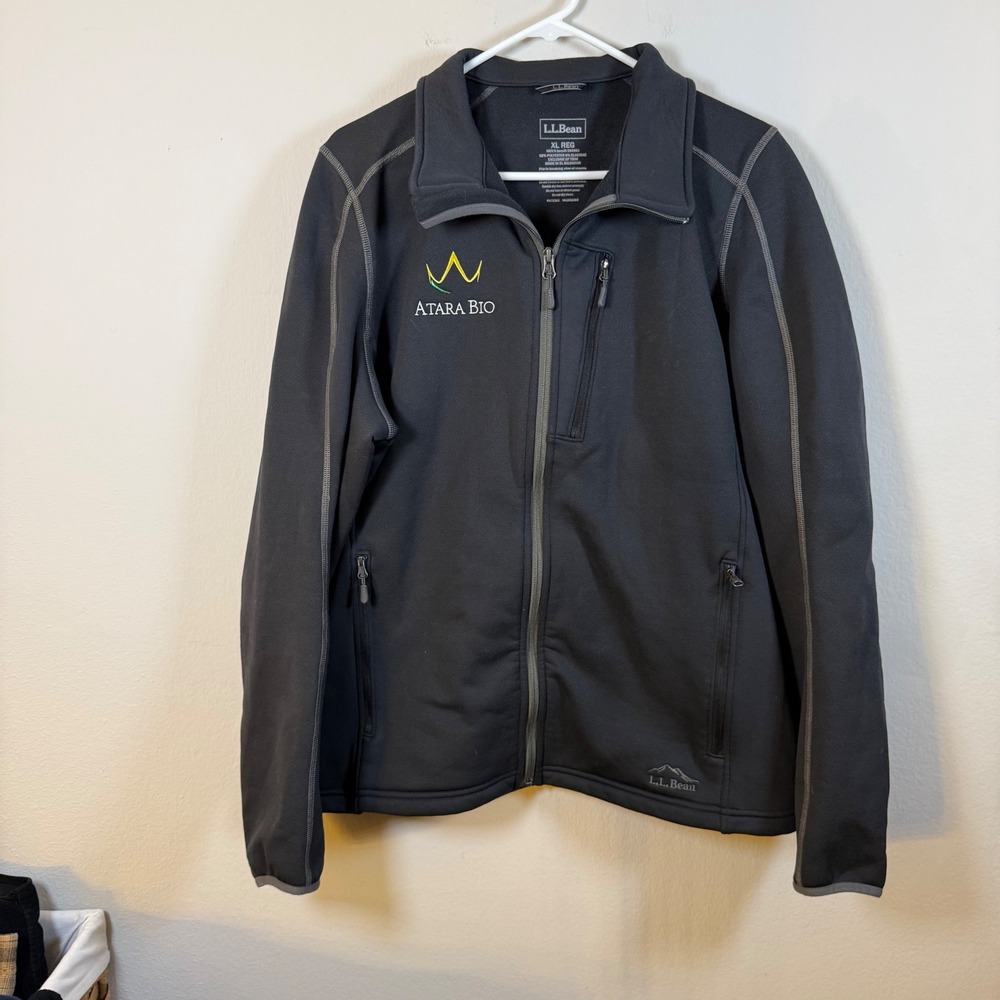 LL Bean Mens XL Reg Black Full Zip Softshell Jacket Atara Bio 294993